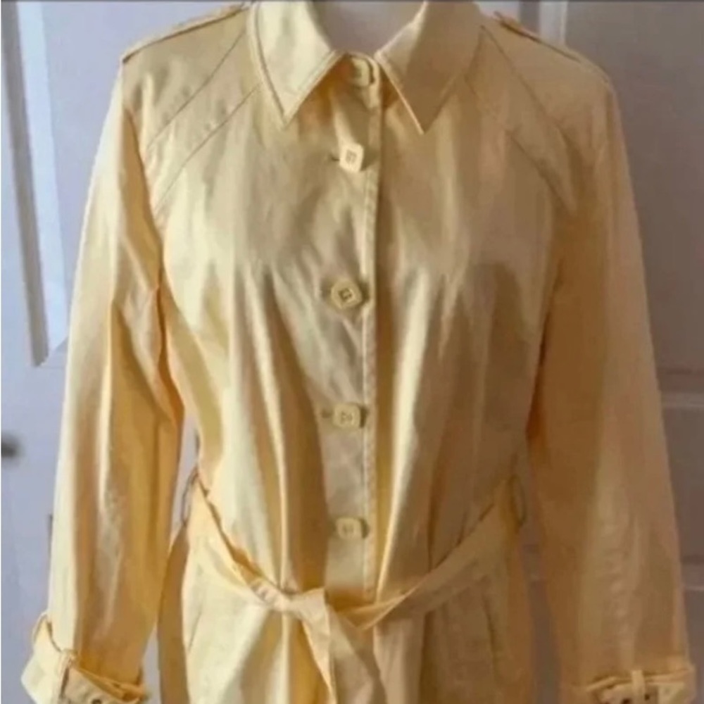 Spring jacket coat womans size 16 Apostophe stretch yellow belted/lined